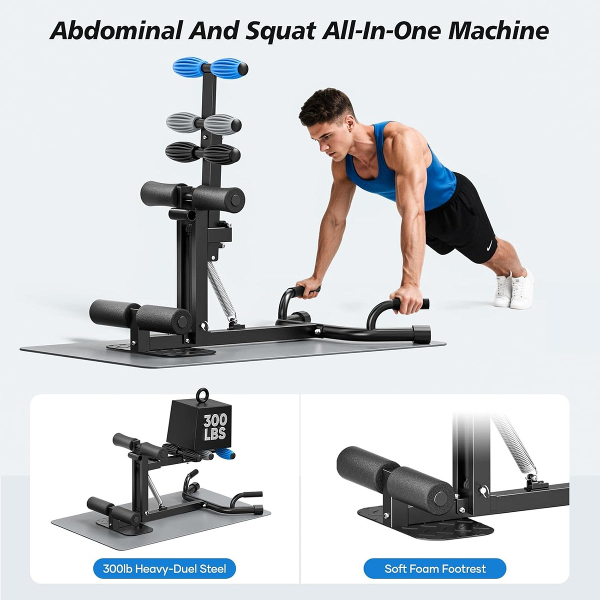 3-Color Adjustable Squat Machine, 350lbs Capacity Home Gym Trainer